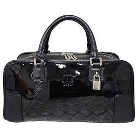 Borsa Amazona 36 in pelle lucida Loewe Nero Nero