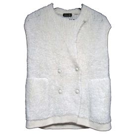 Autre Marque Chaleco de punto de alpaca Drawer Blanco