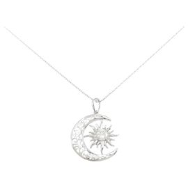 Autre Marque Colar de ouro branco 10K e diamantes Prata