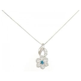 Autre Marque Platin-Diamant-Halskette Silber