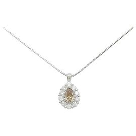 Autre Marque Diamant-Halskette PT900 PT850 Silber