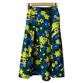 Falda larga acampanada de algodón con estampado floral Marni Multicolor