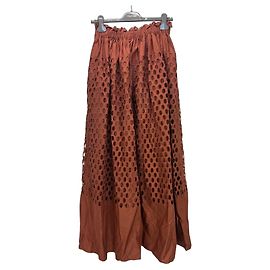 A.L.C. Falda midi de algodón calado marrón Castaño