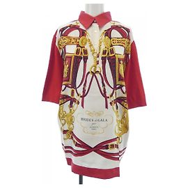 Hermès Polo de seda, algodão e cashmere Twillene Brides de Gala Hermes Branco Vermelho