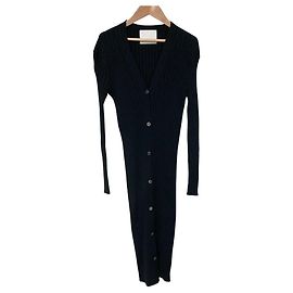 Autre Marque Cardigan lungo a coste larghe AP STUDIO Nero