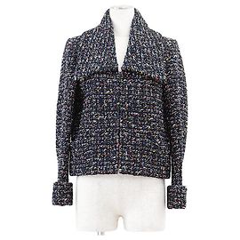 Giacca in Tweed Fantasy Chanel P52665 Blu Multicolore Blu navy