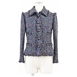 Giacca in tweed Chanel Blu Multicolore Blu navy