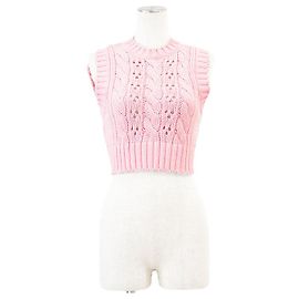 Chaleco de punto corto Prada Chaleco de punto de algodón Rosa