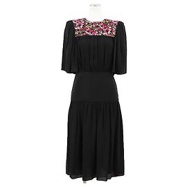 Louis Vuitton Seidenchiffon-Kleid Schwarz Andere
