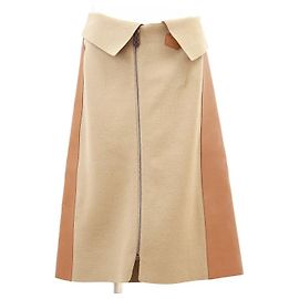 Louis Vuitton Monogram Wool Cotton Cashmere Lambskin Skirt Beige Light brown Camel