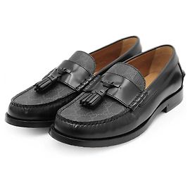 Mocassins de couro Gucci GG Supreme monogramado Preto Cinza antracite