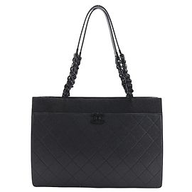 Chanel Large Shopping Matelasse Leather 2way Tote Bag Black