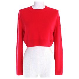 Autre Marque Kurzer Strickpullover mit PATOU Logo-Patch Rot