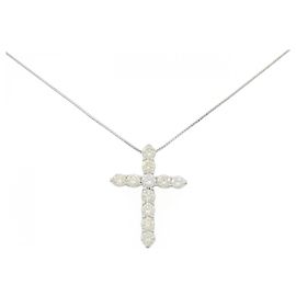 Autre Marque Diamant-Halskette PT900 PT850 Silber