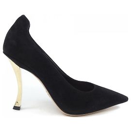 Escarpins en daim Christian Dior D-FAME Noir Doré