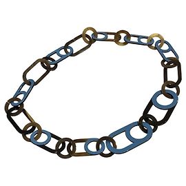 Hermès Hermes Variation Büffelhorn-Halskette Blau