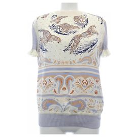 Hermès Punto de seda Twill Reine Hermes Blanco Azul