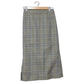 Autre Marque ESTNATION Check Wool Midi Skirt Brown
