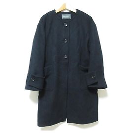 Autre Marque Spick and Span Wool No Collar Long Coat Blue Navy blue