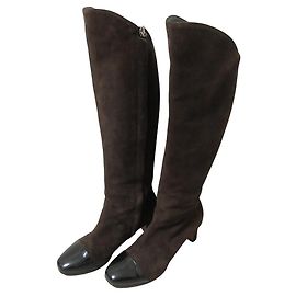 Bottes longues en daim Max Mara Marron