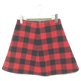 RED VALENTINO Check Mini Skirt Black Red