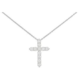 Autre Marque Collana Croce con Diamanti Pt850 Argento
