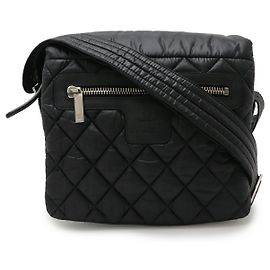 Borsa Messenger Chanel Coco Cocoon Matelasse in nylon e pelle Nero