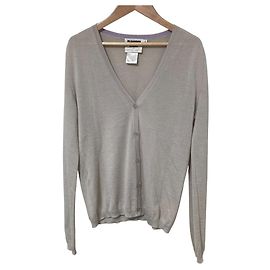 Cardigan de malha de cashmere e seda com decote em V Jil Sander Bege