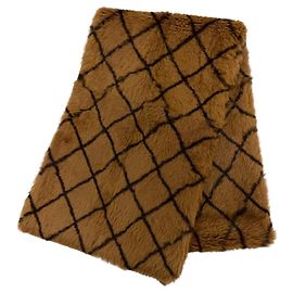 Châle CHANEL avec broderie logo Vintage Marron Noir