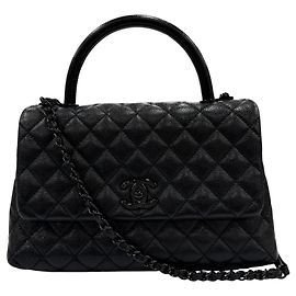 Chanel A92991 Coco Handle 29 Top Caviar Skin Flap Bag Nero