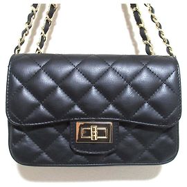 Autre Marque Bolsa de ombro acolchoada em couro AULENTTI Preto