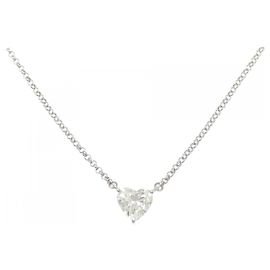 Autre Marque Herzform Diamant Halskette PT900 PT850 Silber