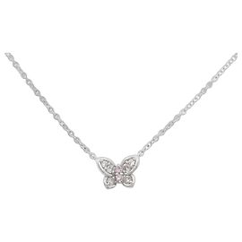 Autre Marque Collana Farfalla con Diamanti Rosa Pt900 Pt850 Rosa