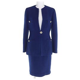Chanel BOUTIQUE Wool Suit Blue