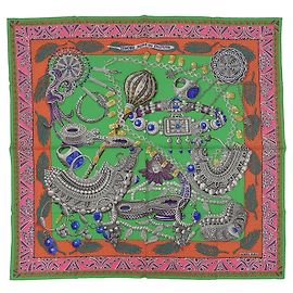 Lenço de seda Hermès ZENOBIE REINE DE PALMYRE Outro Verde