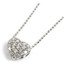 Autre Marque Collar de Corazón de Diamantes K18WG Ponte Vecchio Plata