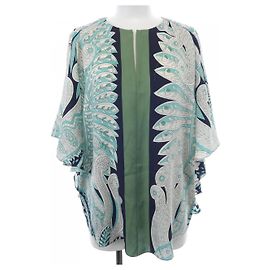 Hermès Hermes LE JARDIN MAHARANI Silk Top Black White Green