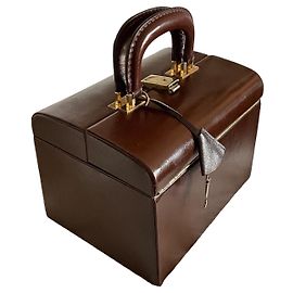 Le Tanneur Vintage Brown Leather Vanity Case Brown