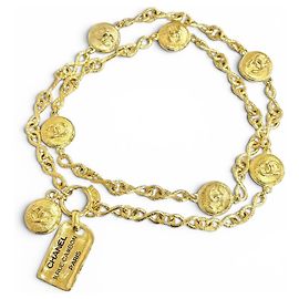Chanel Vintage 31 Rue Cambon Coco Button Chain Belt Dourado