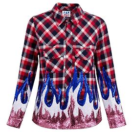 Camicia a quadri con paillettes flame "Betsy" di Filles à Papa – Spring/Summer 2015 Rosa Bianco Rosso Blu