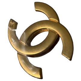 Broche Chanel Logo CC Dorée Doré