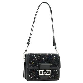 Bolsa LOUIS VUITTON Daufine MINI Bag Tweed Black Silver M55491 LV Auth 189783SAM Preto Prata