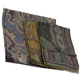 Sciarpa ETRO in seta e lana, set da 3, Marrone Blu Verde Autentica am11771 Marrone Blu Verde