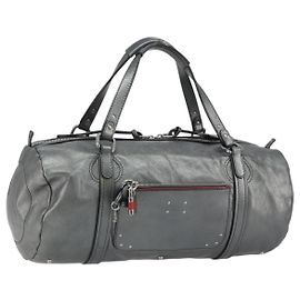 Chloé Mr Paddington Boston Bag Leder Silber Auth 190937A Silber