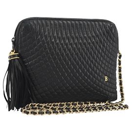 Bolsa de Ombro com Corrente BALLY em Couro Preto e Ouro Auth BA13963A Preto Dourado
