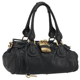 Chloé Chloe Paddington Handtasche Leder Schwarz Gold Silber Auth fm5413V Schwarz Silber Golden