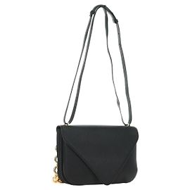 Bolsa de Ombro com Corrente BOTTEGA VENETA em Couro 2way Preto Ouro Auth 190448V Preto Dourado