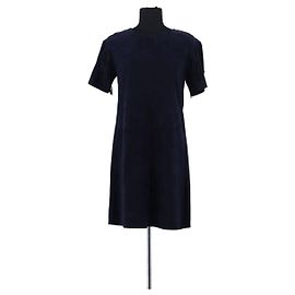 Yves Salomon Blue Leather Dress Blue