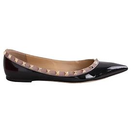 Valentino Black Patent Leather Ballet Flats Black
