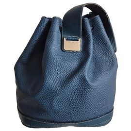 Autre Marque Paquetage Paris Borsa a Secchiello Blu Pelle Granulata Blu